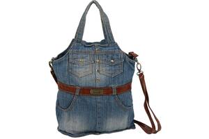 Женская джинсовая сумка в форме сарафана Fashion jeans8059 bag Синяя