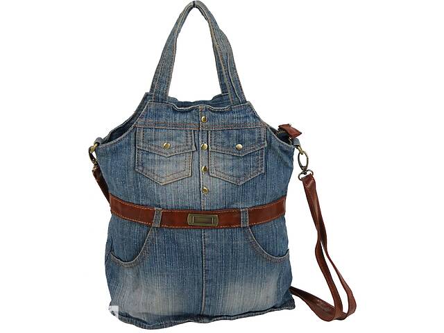 Женская джинсовая сумка в форме сарафана Fashion jeans8059 bag Синяя