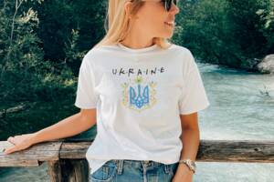Женская футболка Mishe С украинской символикой 46 Белый (200486)