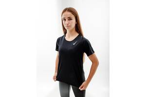 Женская Футболка Nike W NK FAST DF SS TOP Черный XS (7dDD5927-010 XS)