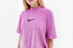 Женская Футболка Nike W NSW MOCK SS TEE TRRY MS Фиолетовый XS (7dFJ4894-532 XS)