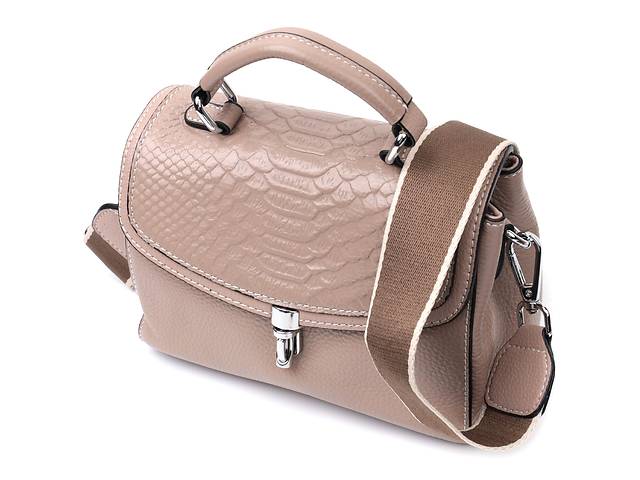 Женская кожаная сумка с металлической защелкой Vintage 22418 Бежевый
