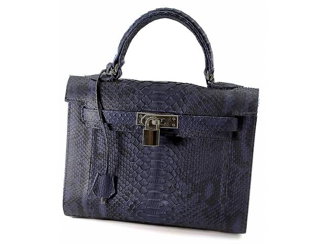 Женская сумка Piton Bags из кожи питона 25х27х11 см Синяя (DN32803)