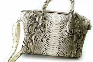 Женская сумка Piton Bags из кожи питона 30х21х18 см Серая (DN32639)