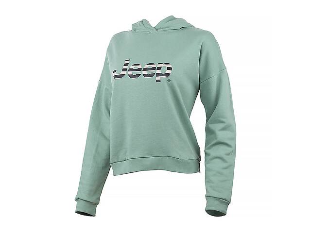 Женское Худи JEEP HOODED CROPPED SWEATSHIRT Striped Print Хаки S (O102609-E854 S)