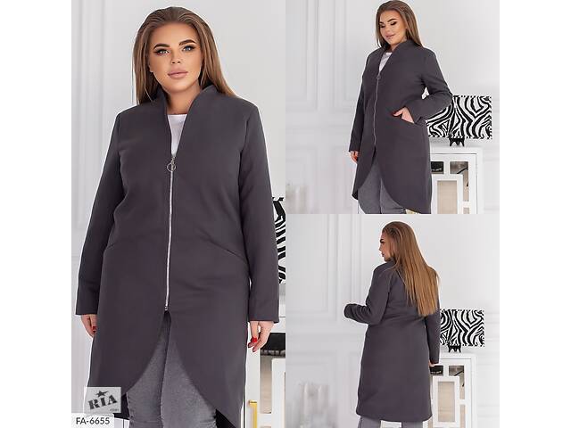 Женское пальто графитового цвета SKL92-289467