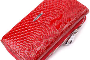 Женское портмоне из лакированной фактурной кожи KARYA 21428 Красный