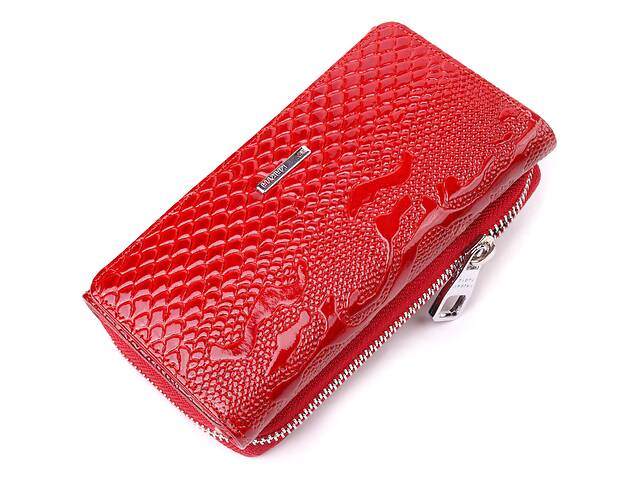Женское портмоне из лакированной фактурной кожи KARYA 21428 Красный