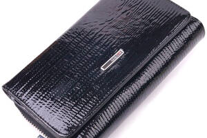 Женское портмоне из лакированной фактурной кожи KARYA 21431 Черный