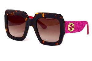 Женские брендовые очки Gucci gg102s-red-leo Коричневый (o4ki-12417)