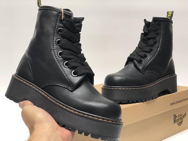 Женские кожаные ботинки Dr Martens Molly Black (Доктор Мартинс Молли черные демисезонные) 36