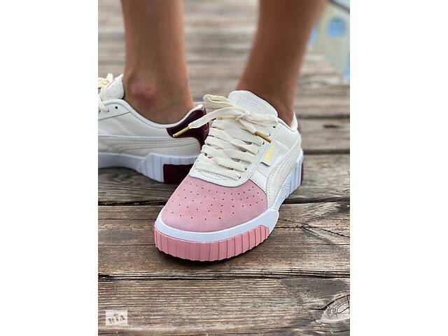 Женские модные кроссовки Puma Cali белые с розовым (Красивые кроссовки Пума Кали) 40