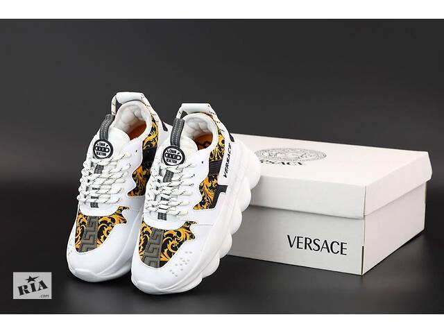 Женские модные кроссовки Versace Chain White (Женские кроссовки на массивной подошве Версаче в белом цвете) 40