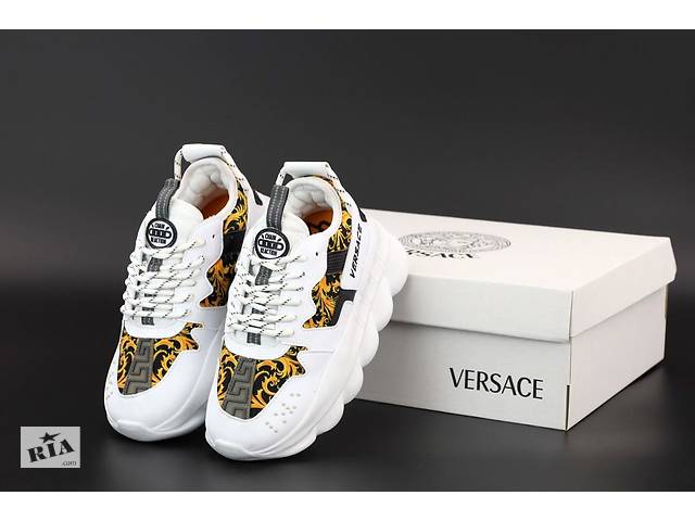 Женские модные кроссовки Versace Chain White (Женские кроссовки на массивной подошве Версаче в белом цвете) 39