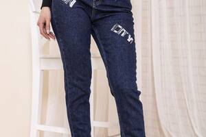 Женские прямые джинсы темно-синего цвета с принтом 164R1024-5 Ager 27