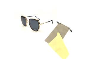 Женские солнцезащитные очки FlyBy Geometric в коричнево-золотой оправе с темно-серой линзой
