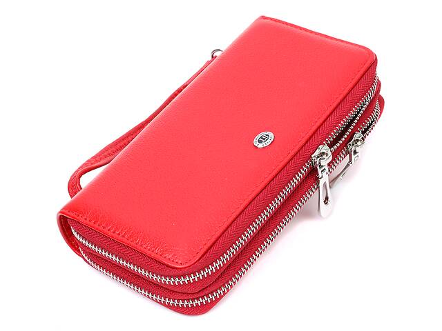 Женский кошелек-клатч с двумя отделениями на молниях ST Leather 19430 Красный