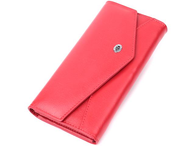 Женский кошелек с геометрическим клапаном из натуральной кожи ST Leather 22545 Красный