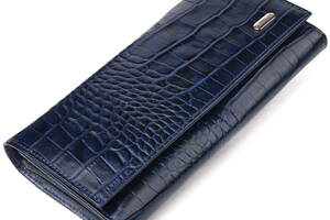 Женский кошелек с монетницей из натуральной фактурной кожи CANPELLINI 21531 Синий