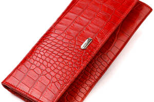 Женский кошелек из натуральной фактурной кожи с тиснением под крокодила CANPELLINI 21827 Красный