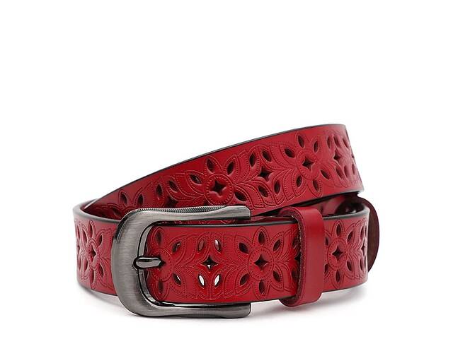 Женский кожаный ремень Borsa Leather CV1ZK-094r-red красный