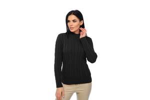 Жіночий м'який светр з коміром стійка SVTR 414 чорний 50-52