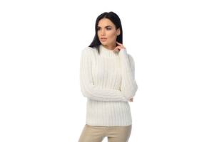 Женский мягкий свитер с воротником стойка SVTR 414 молоко 42-44