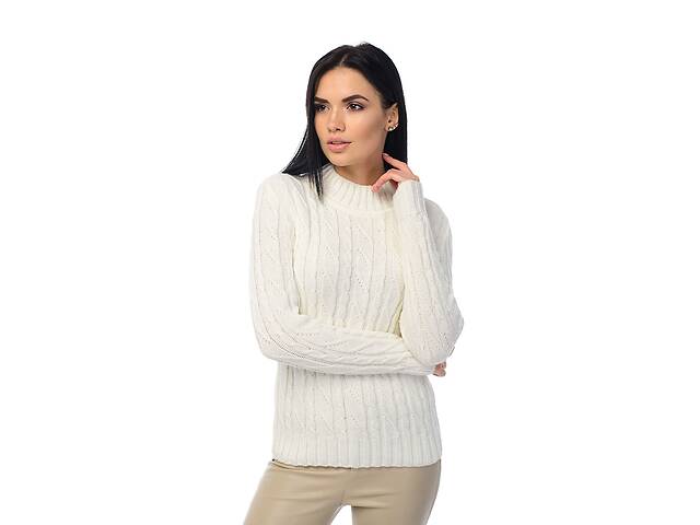Жіночий светр з коміром стійка SVTR 414 молоко 50-52