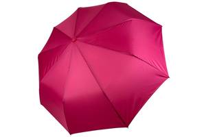 Женский однотонный зонт полуавтомат на 9 спиц антиветер от Toprain цвет розовый 0119-8