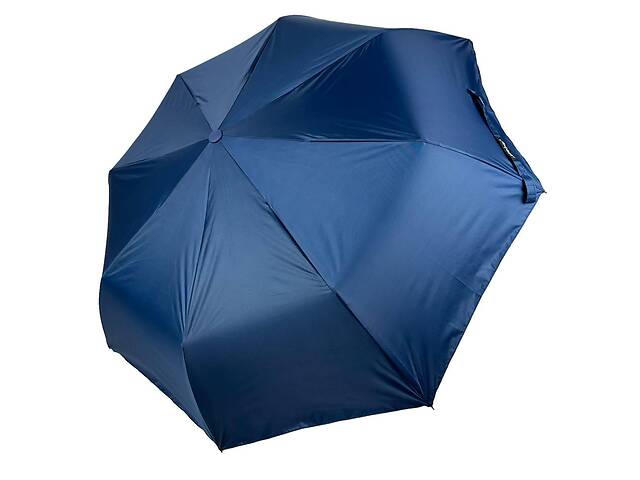 Женский однотонный зонт полуавтомат от TNEBEST с серебристым покрытием изнутри синий 0614-1