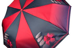 Женский складной зонт полуавтомат на 10 спиц от Toprain с принтом 'Гармония' красный 0622-1
