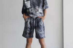 Женский спортивный костюм: футболка и шорты indigo.limited ID 127 Чёрный Тай-Дай XXL