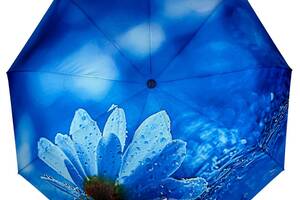 Женский зонт-автомат в подарочной упаковке на 9 спиц с цветочным принтом от Frei Regen синяя ручка 09086-1