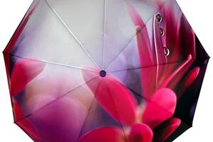 Женский зонт-автомат в подарочной упаковке на 9 спиц с цветочным принтом от Frei Regen фиолетовый 09086-6