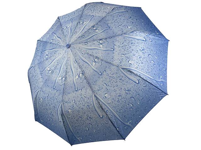 Женский зонт полуавтомат 'Капли дождя' от S&L на 10 спиц голубой 01605Р-3