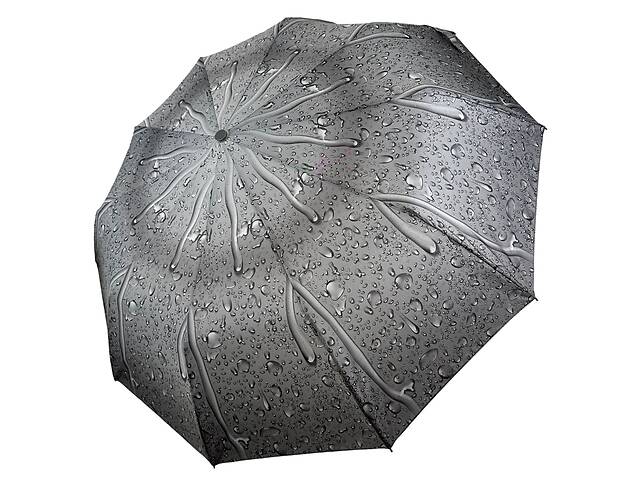 Женский зонт полуавтомат 'Капли дождя' от S&L на 10 спиц серая ручка 01605Р-4