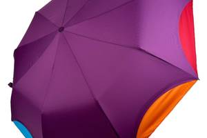 Женский зонт полуавтомат на 9 спиц антиветер от Frei Regen с радужным краем фиолетовый 02039-2