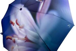 Женский зонт полуавтомат на 9 спиц с цветочным принтом от Frei Regen синяя ручка 09085-2