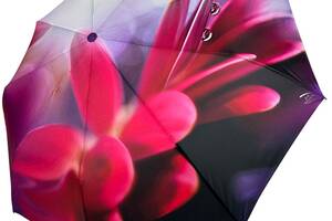 Женский зонт полуавтомат на 9 спиц с цветочным принтом от Frei Regen фиолетовая ручка 09085-6