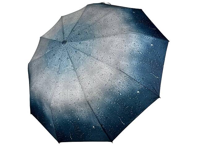Женский зонт полуавтомат с принтом капель от Bellissimo антиветер синий М0627-6