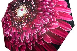Женский зонт полуавтомат с принтом цветка от Toprain на 9 спиц розовая ручка 0703-3