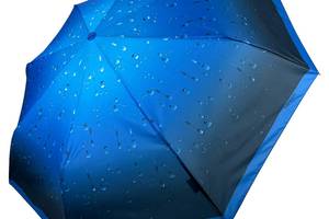 Женский зонт полуавтомат Toprain на 8 спиц с принтом капель синяя ручка 02056-2
