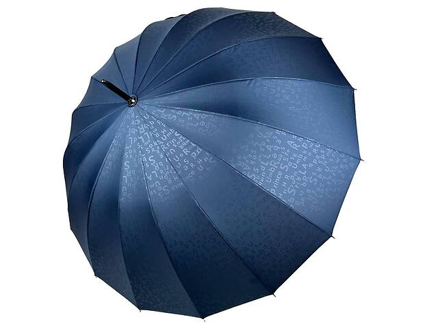 Женский зонт-трость на 16 спиц с принтом букв полуавтомат от фирмы Toprain темно-синий 01006-11