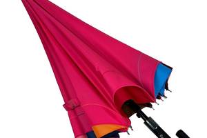 Женский зонт-трость полуавтомат на 16 спиц от Susino с разноцветными краями розовый Sys 031087-6