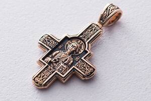 Золотой крест «Господь Вседержитель. Великомученик Пантелеимон Целитель» п01876 Оникс