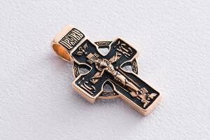 Золотой крестик с чернением Кельтский п01852 Оникс