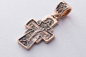 Золотой православный крест Господь Вседержитель. Икона Божией Матери Семистрельная п02532 Оникс