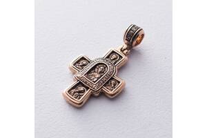 Золотий православний хрест Господь Вседержитель. Іверська ікона Божої Матері та вісім святих п02682 Онікс