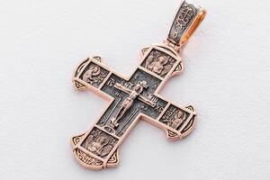 Золотой православный крест Распятие п02416 Оникс