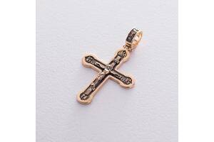 Золотий православний хрест Розп'яття. Врятуй та Збережи з чорнінням п02823 Онікс
